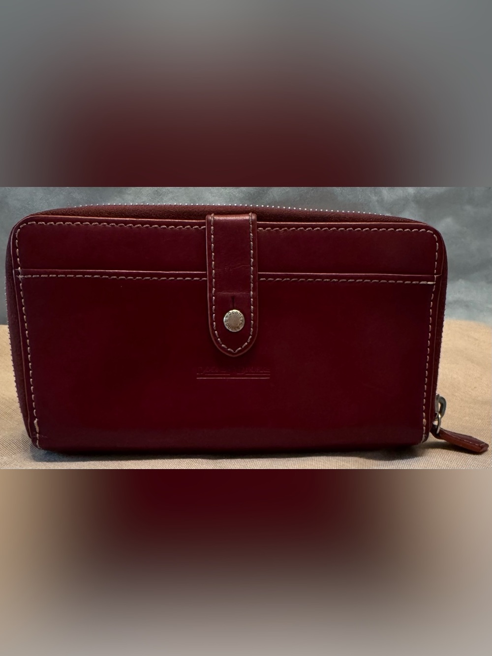 Dooney & Bourke Burgundy Leather Double Zip Around Wallet